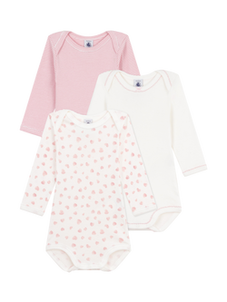 Petit Bateau Baby Cotton Bodysuit, Pack of 3, Variante 1