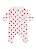 Petit Bateau Baby Cotton Blend Heart Bodysuit, Marshmallow/Terkuit