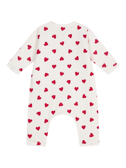 Petit Bateau Baby Cotton Blend Heart Bodysuit, Marshmallow/Terkuit - view 2, Marshmallow/Terkuit