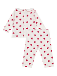 Petit Bateau Baby Cotton Heart Print Pyjama Set, Marshmallow/Terkuit