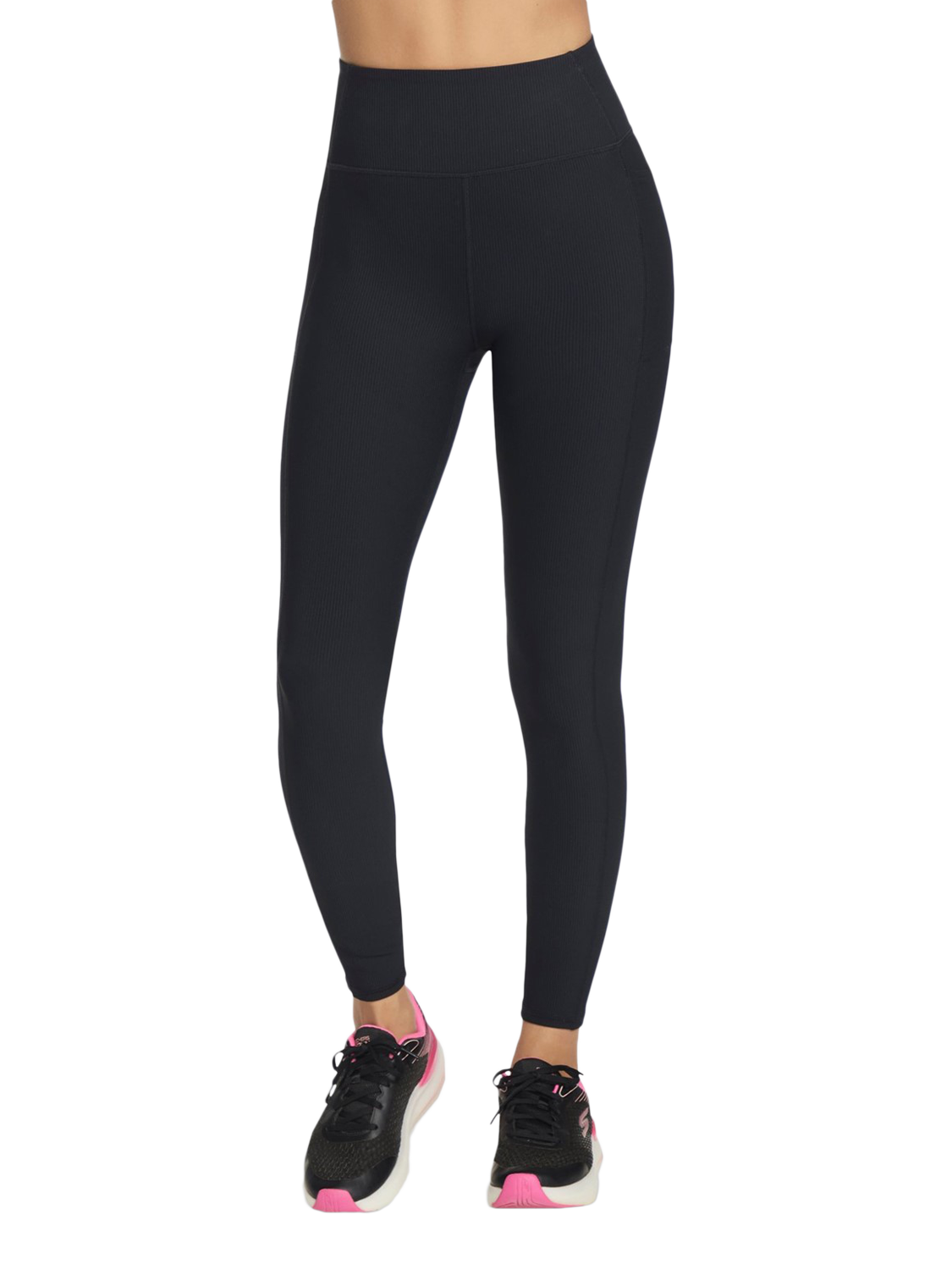 Product image 1 of 2, which shows Skechers GOFLEX Rib High Waisted Leggings, Black, S