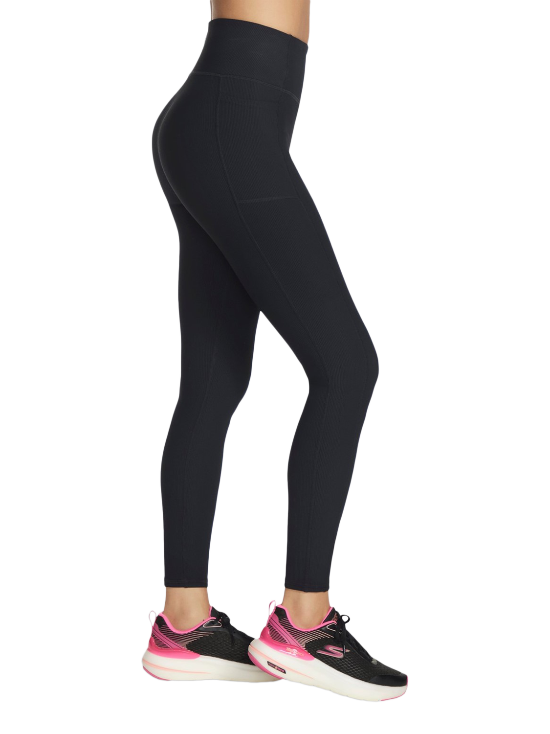 Product image 2 of 2, which shows Skechers GOFLEX Rib High Waisted Leggings, Black, S