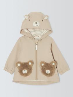 John Lewis Baby Teddy Bear Windbreaker Shower Resistant Jacket, Natural, Natural