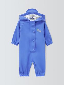 John Lewis Baby Blueberry Waterproof Puddlesuit, Blue, Blue