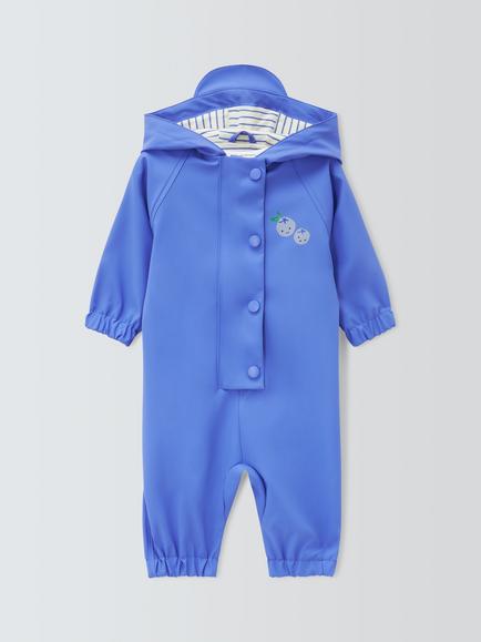 John Lewis Baby Blueberry Waterproof Puddlesuit, Blue, Blue