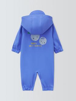 John Lewis Baby Blueberry Waterproof Puddlesuit, Blue - view 2, Blue