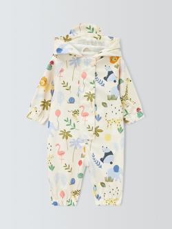 John Lewis Baby Safari Waterproof Puddlesuit, Multi, Multi