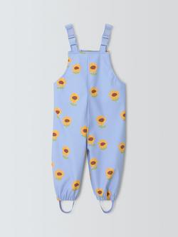 John Lewis Baby Sunflower Waterproof Dungarees, Blue, Blue