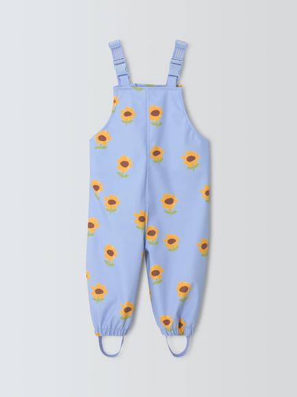 John Lewis Baby Sunflower Waterproof Dungarees, Blue, Blue