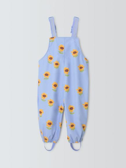 John Lewis Baby Sunflower Waterproof Dungarees, Blue - view 2, Blue
