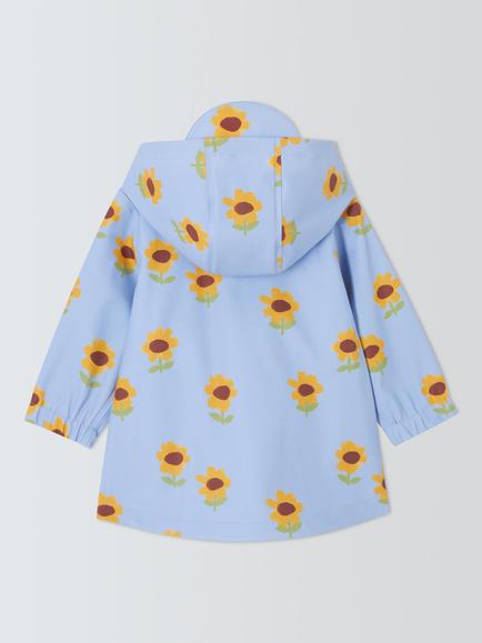 John Lewis Baby Sunflowers Waterproof Raincoat, Blue - view 2, Blue