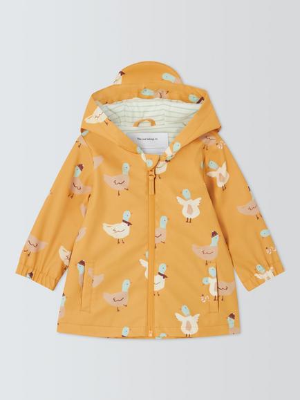 John Lewis Baby Ducks Waterproof Raincoat, Yellow