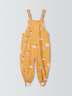 John Lewis Baby Duck Waterproof Dungarees, Yellow - view 2, Yellow