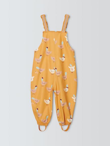John Lewis Baby Duck Waterproof Dungarees, Yellow - view 2, Yellow