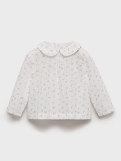 Mango Baby Plata Cotton Floral Blouse, Natural White, Natural White