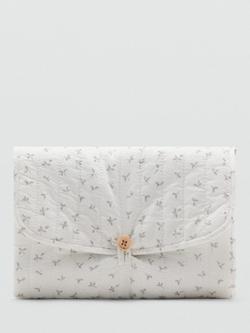Mango Baby Platac Cotton Rich Floral Changing Mat, Natural White, Natural White