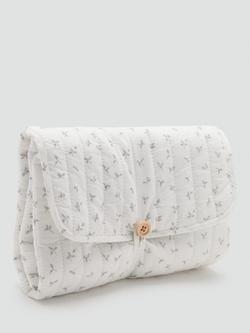 Mango Baby Platac Cotton Rich Floral Changing Mat, Natural White - view 2, Natural White