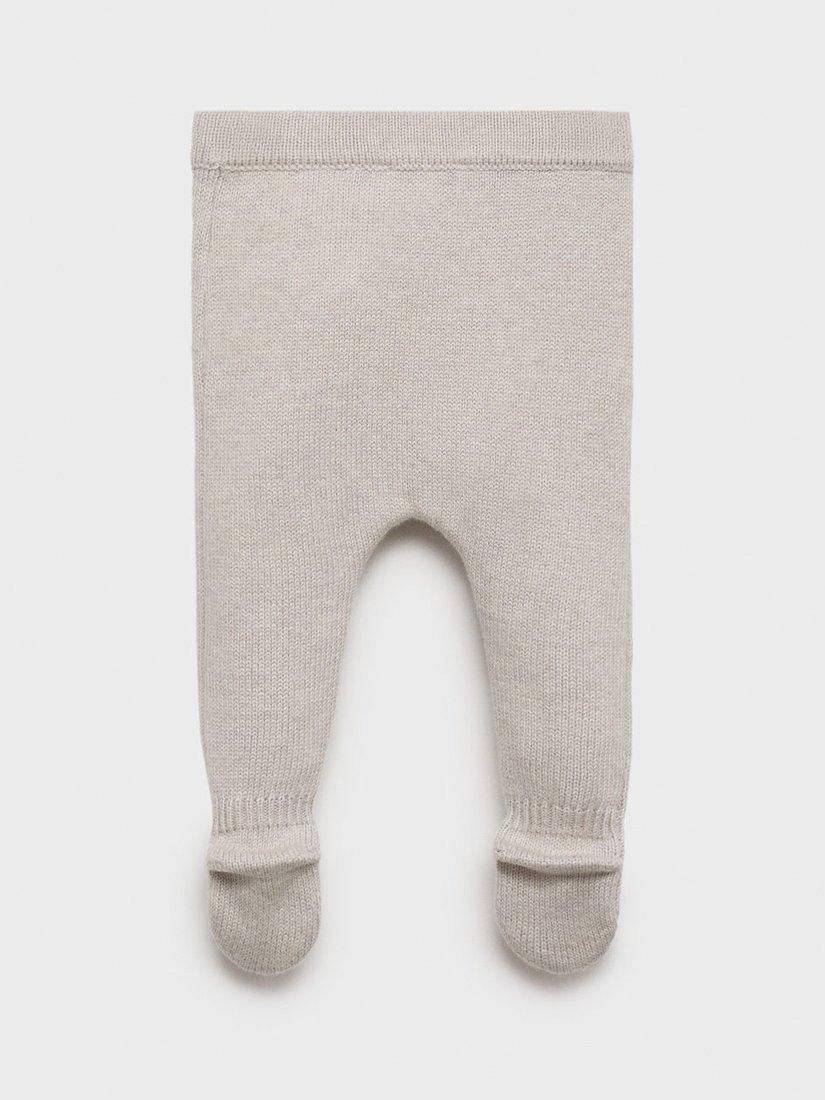 Product image 2 of 4, which shows Mango Baby Lanus Cotton Blend Leggings, Light Beige, 0-1 months