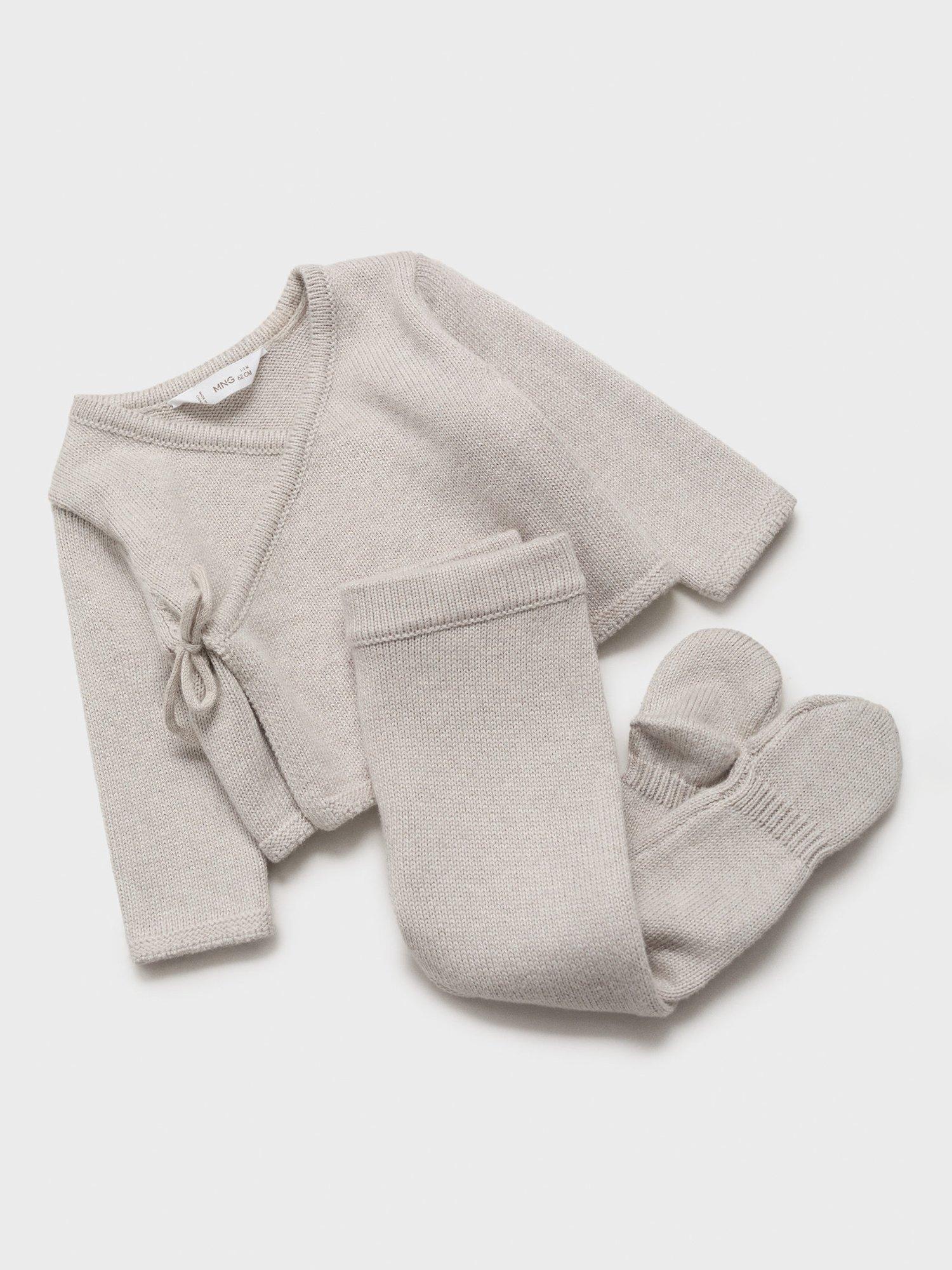 Product image 3 of 4, which shows Mango Baby Lanus Cotton Blend Leggings, Light Beige, 0-1 months