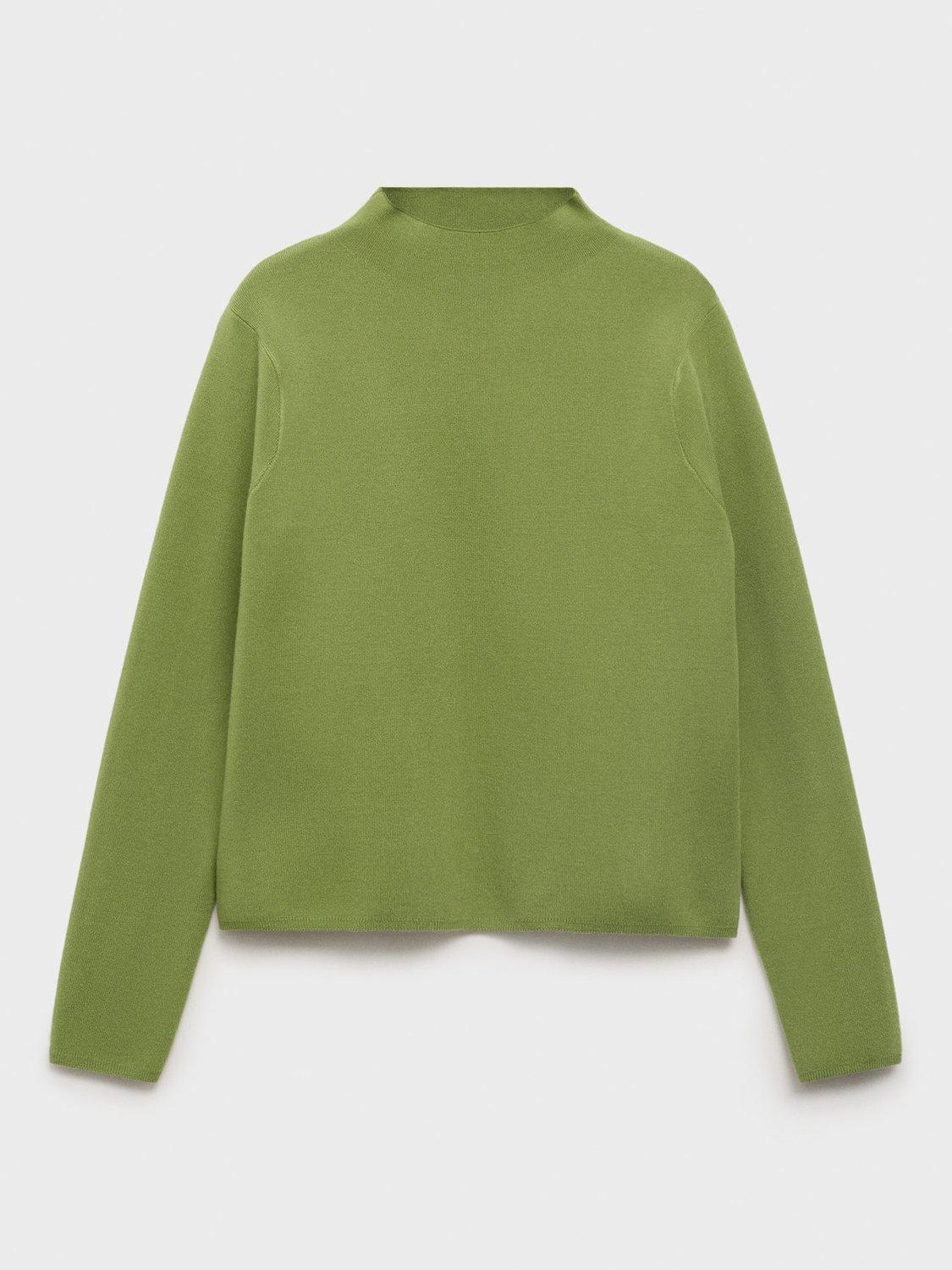 Product image 1 of 3, which shows Mango Chimney High Neck Sweater, Green, S
