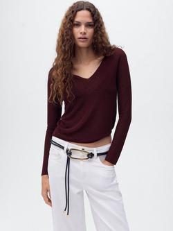 Mango Kling Copper Coater Knit Jumper, Dark Red, Dark Red