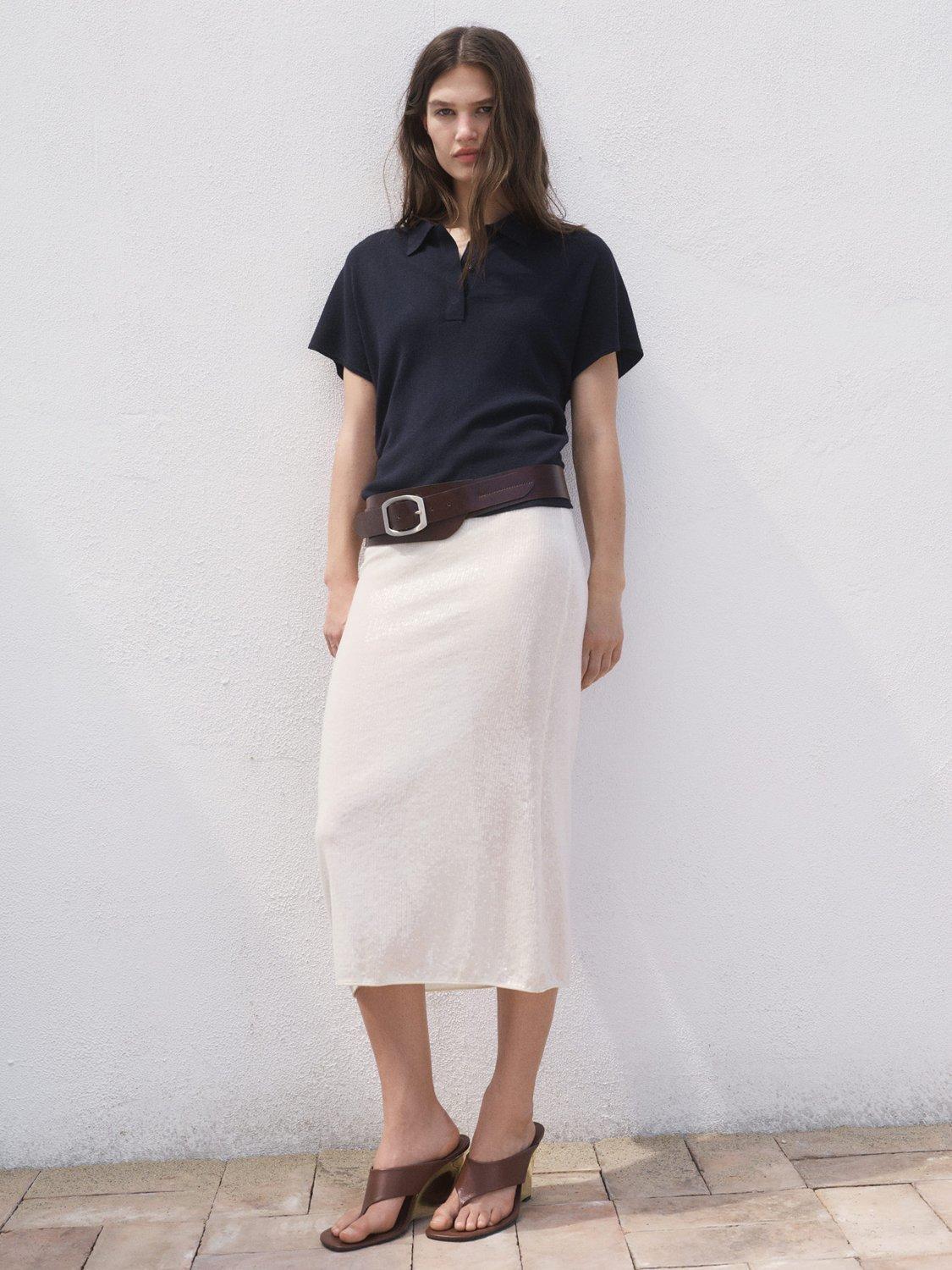 Product image 2 of 8, which shows Mango Luccapo Short Sleeve Jumper, Navy, XS