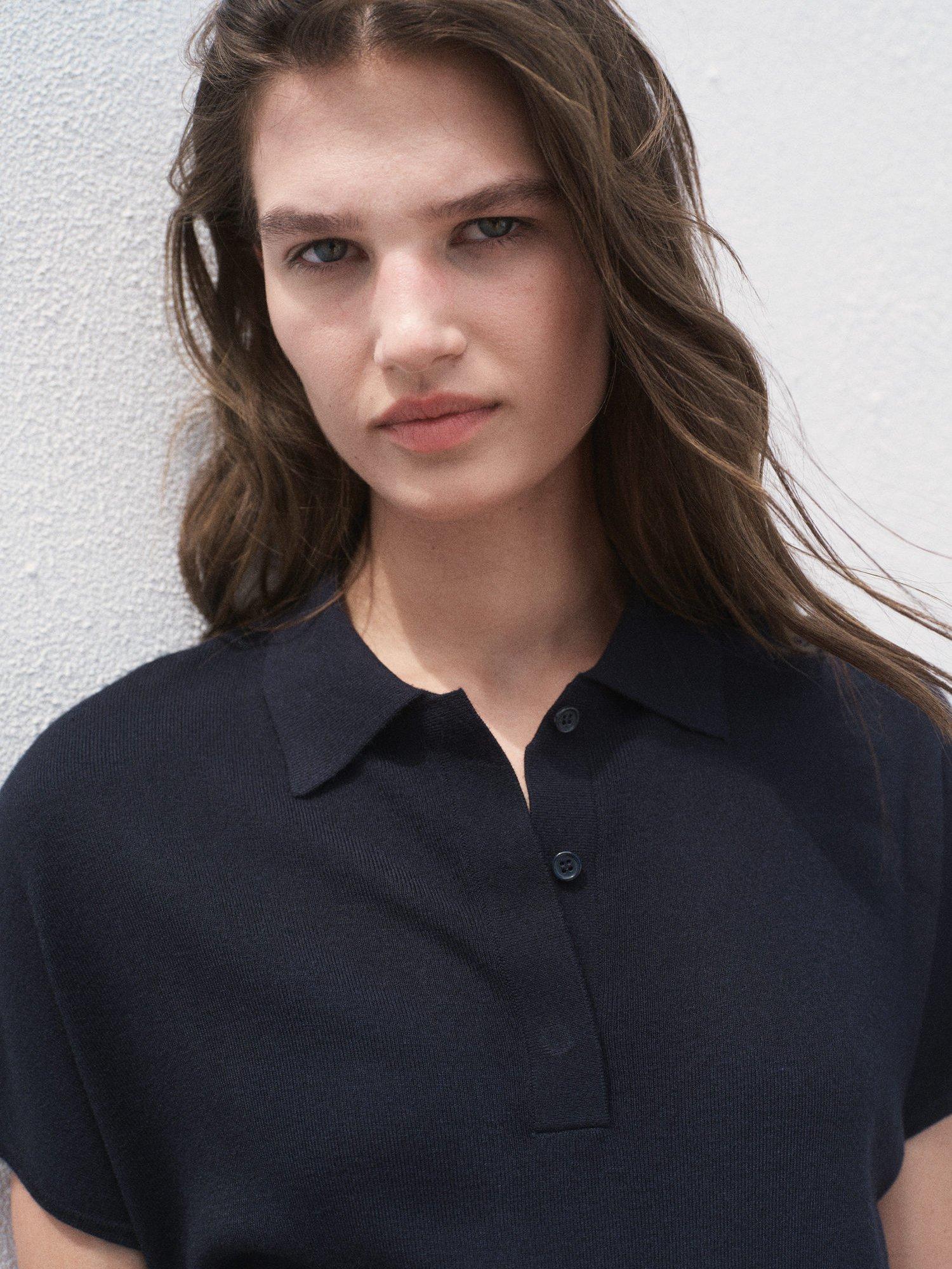 Product image 6 of 8, which shows Mango Luccapo Short Sleeve Jumper, Navy, XS