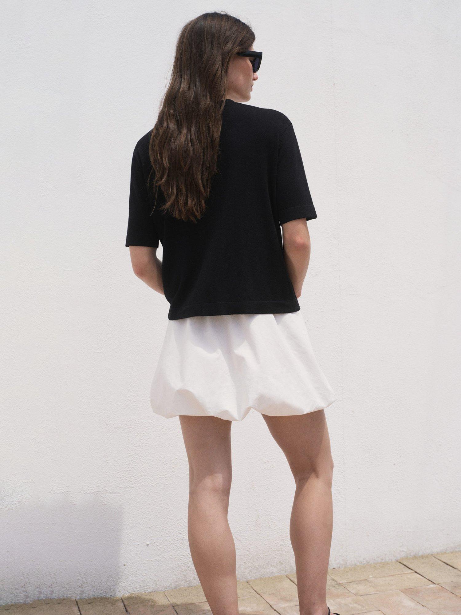 Product image 3 of 7, which shows Mango Luccas Round Neck Short Sleeve Jumper, Black, XS
