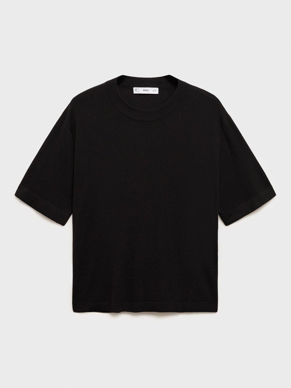 Product image 4 of 7, which shows Mango Luccas Round Neck Short Sleeve Jumper, Black, XS
