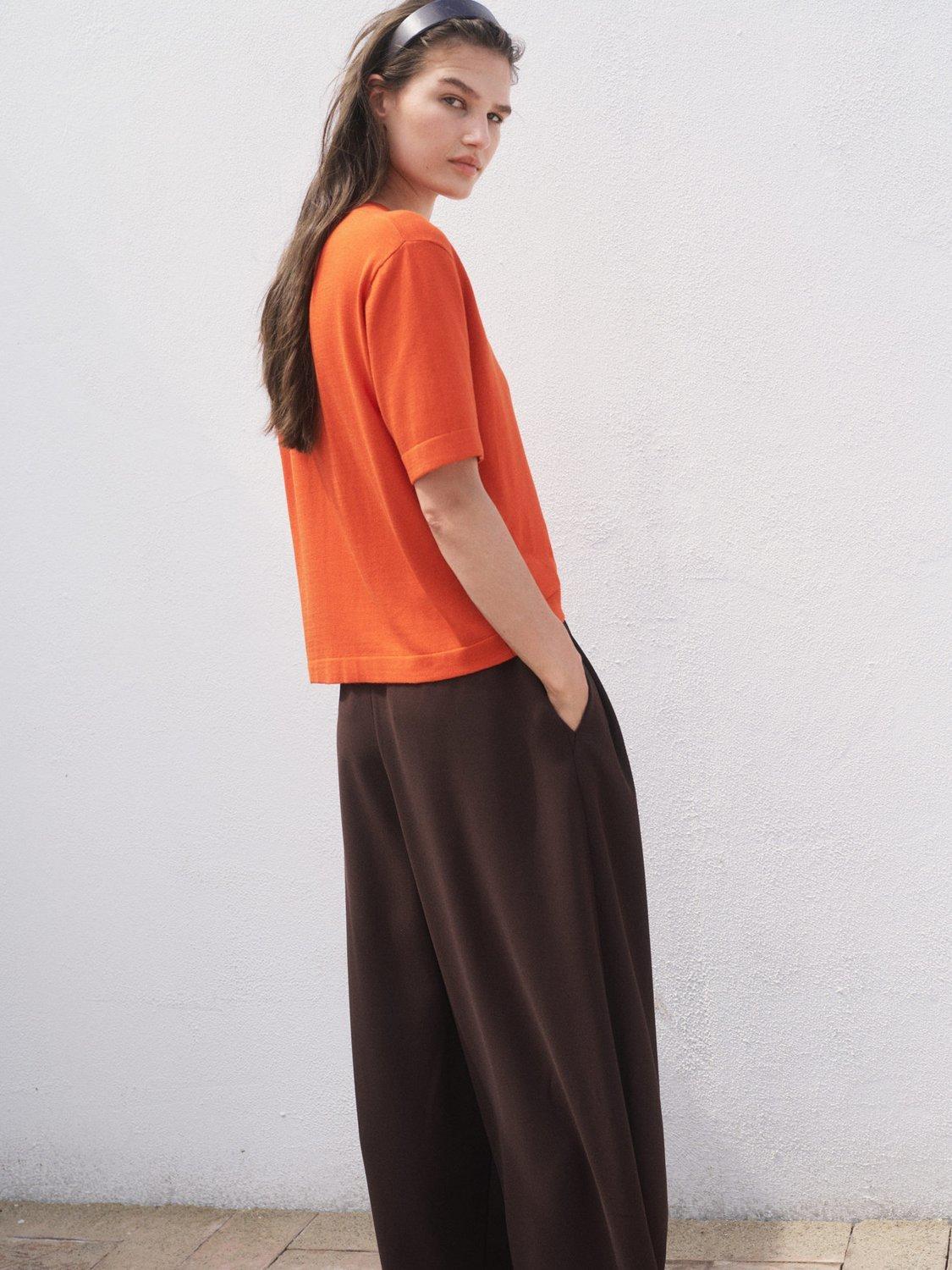 Product image 4 of 8, which shows Mango Luccas Elbow Sleeve Jumper, Dark Orange, XS