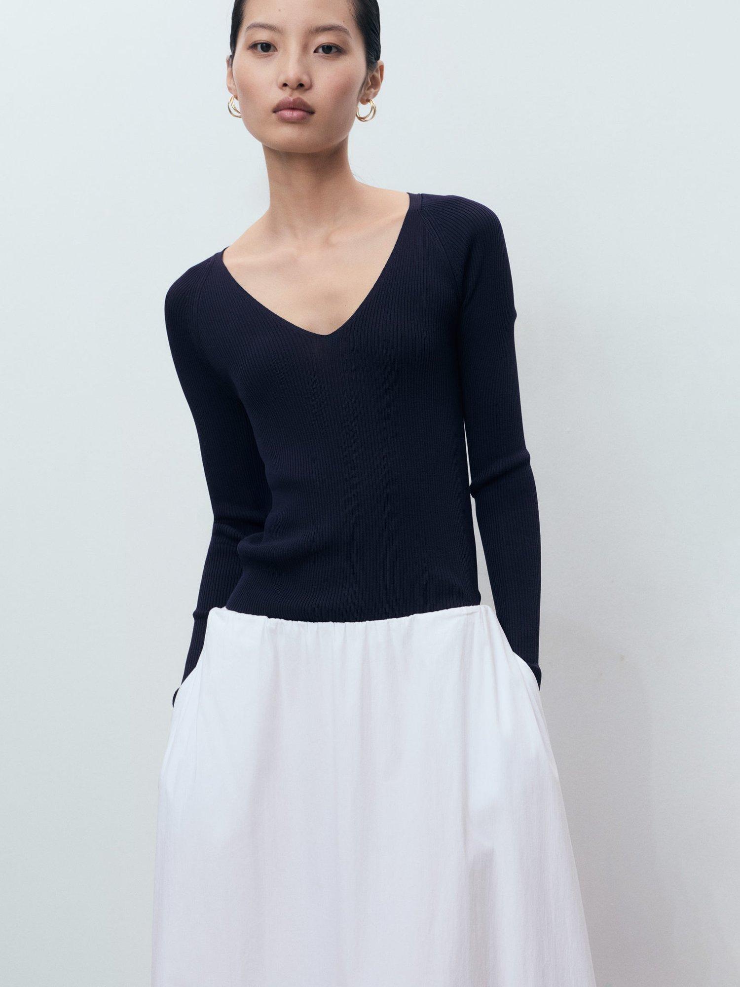 Product image 1 of 3, which shows Mango Seseta Sweater, Navy, S