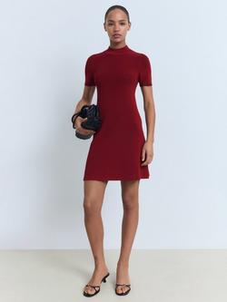 Mango Seseta A Line Mini Dress - view 2, Dark Red