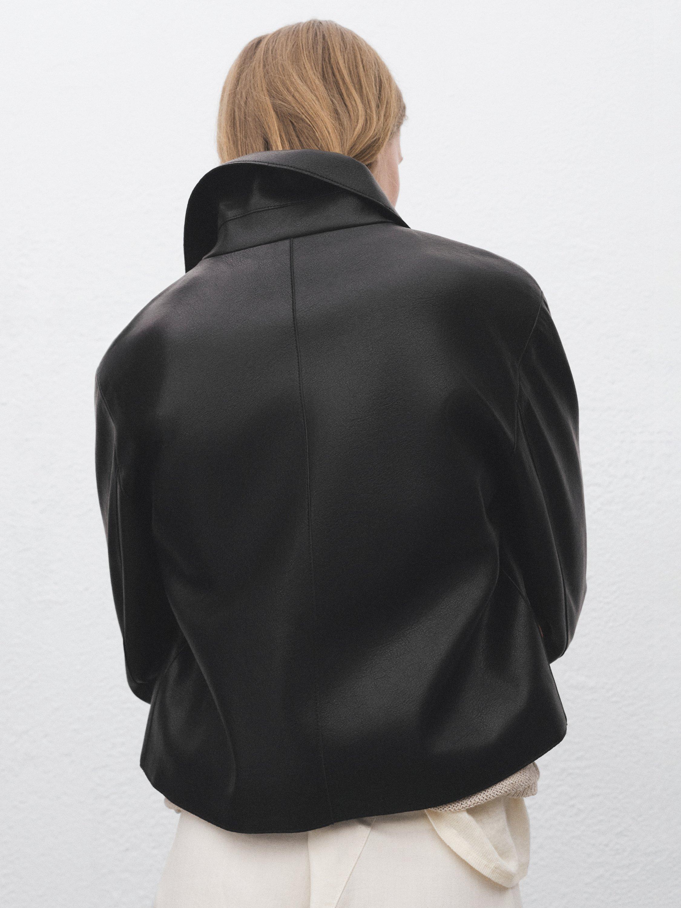 Product image 3 of 8, which shows Mango Sabina Faux Leather Jacket, Black, XXXL