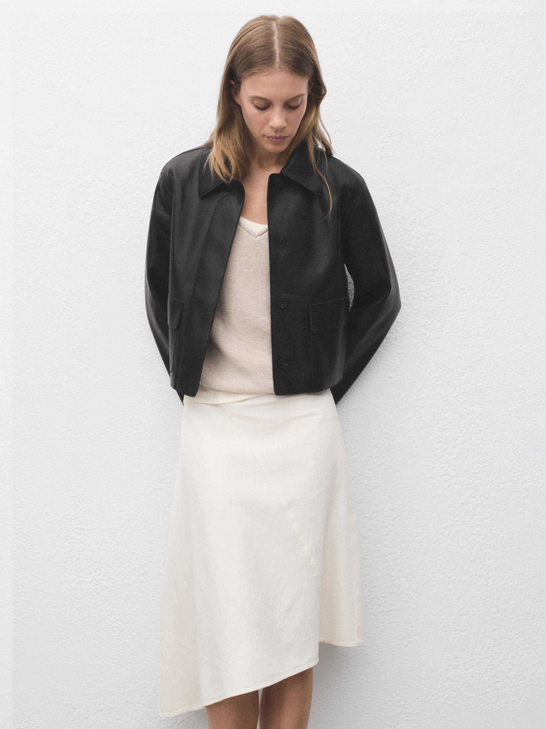 Product image 5 of 8, which shows Mango Sabina Faux Leather Jacket, Black, XXXL