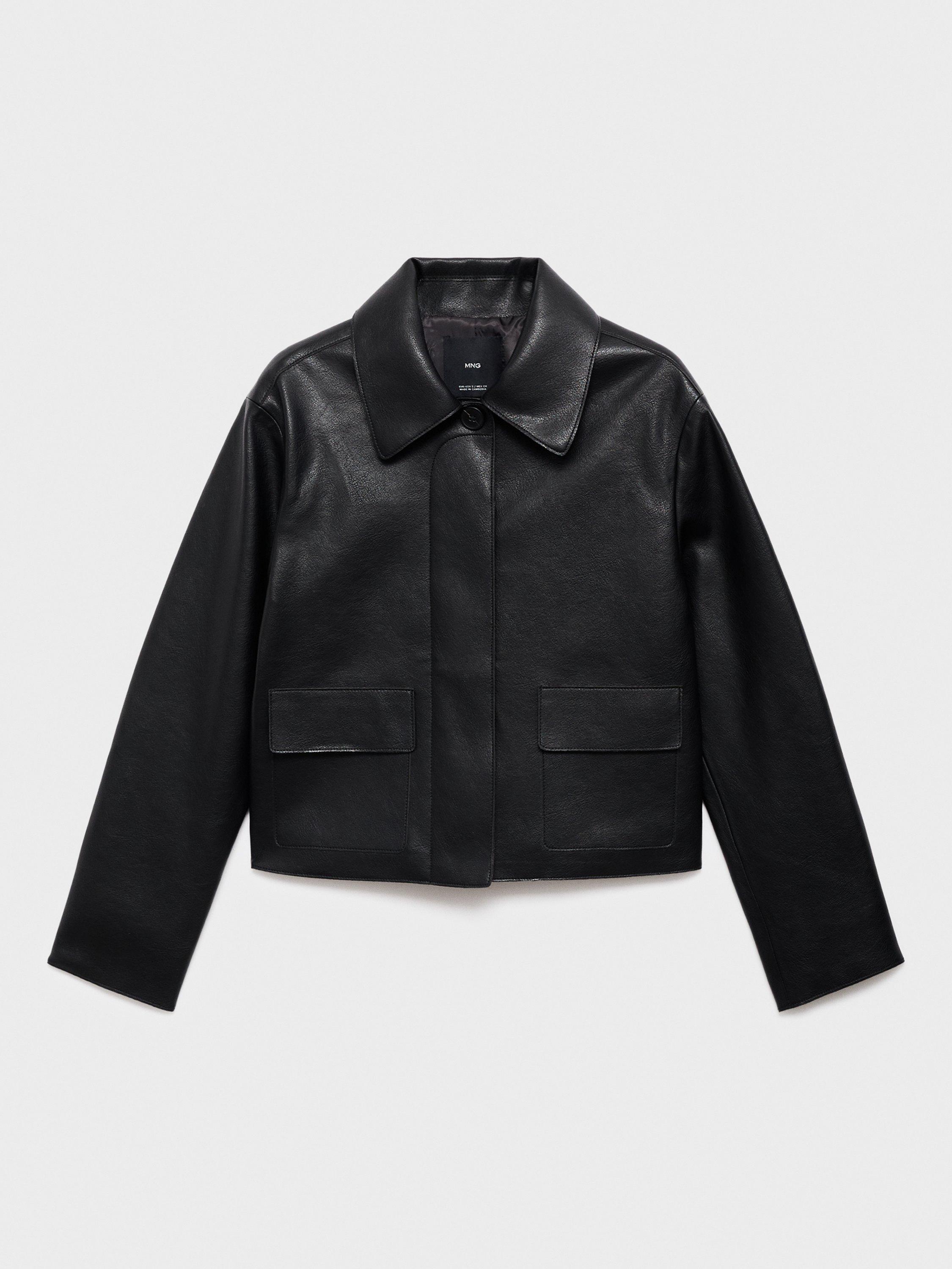 Product image 7 of 8, which shows Mango Sabina Faux Leather Jacket, Black, XXXL