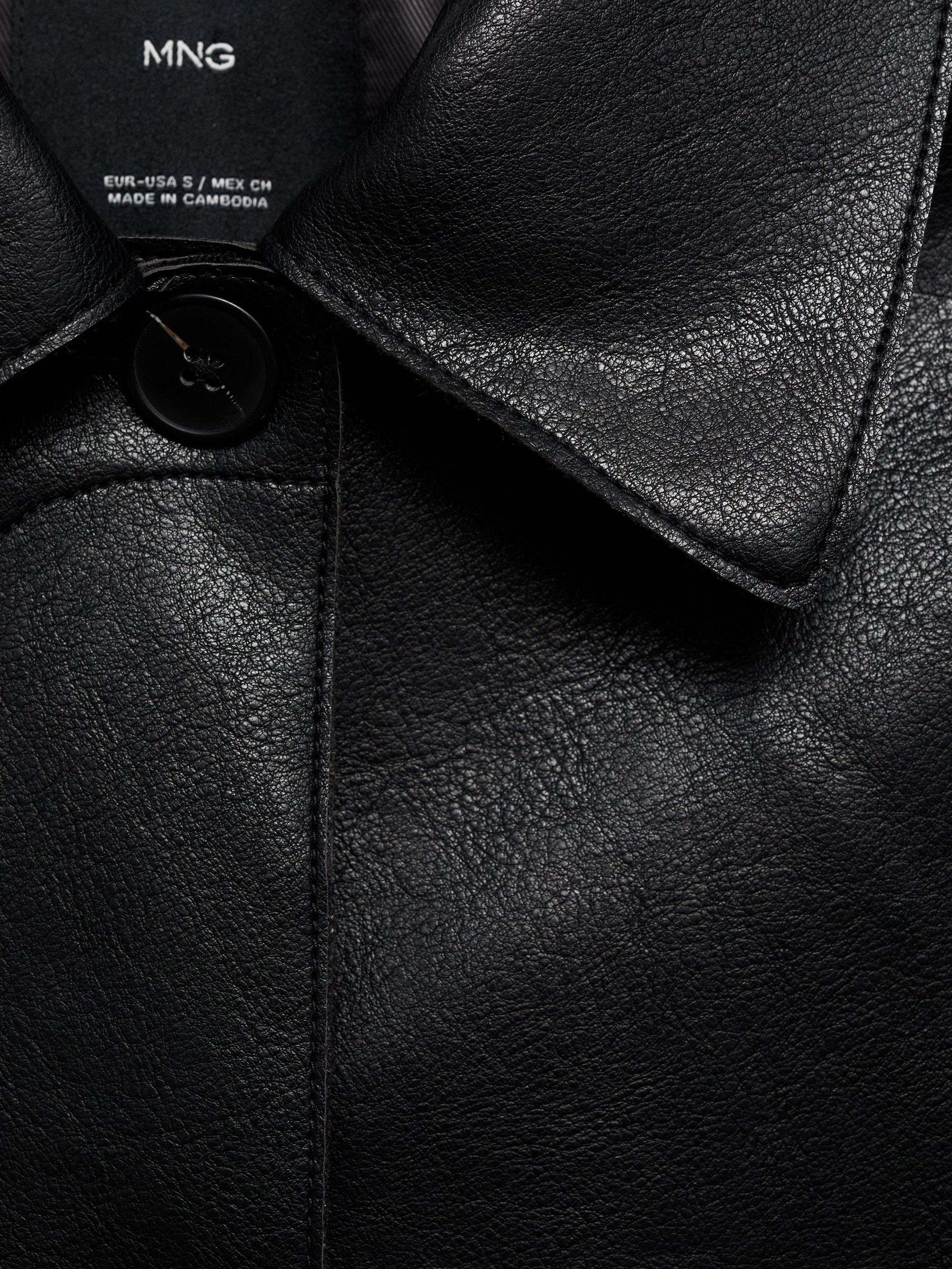 Product image 8 of 8, which shows Mango Sabina Faux Leather Jacket, Black, XXXL