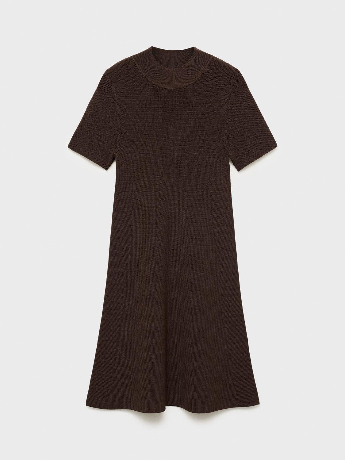 Product image 1 of 3, which shows Mango Seseta A Line Mini Dress, Dark Brown, 10