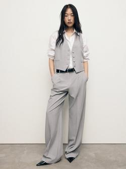 Mango Bowery Stripe Waistcoat, Grey, Grey