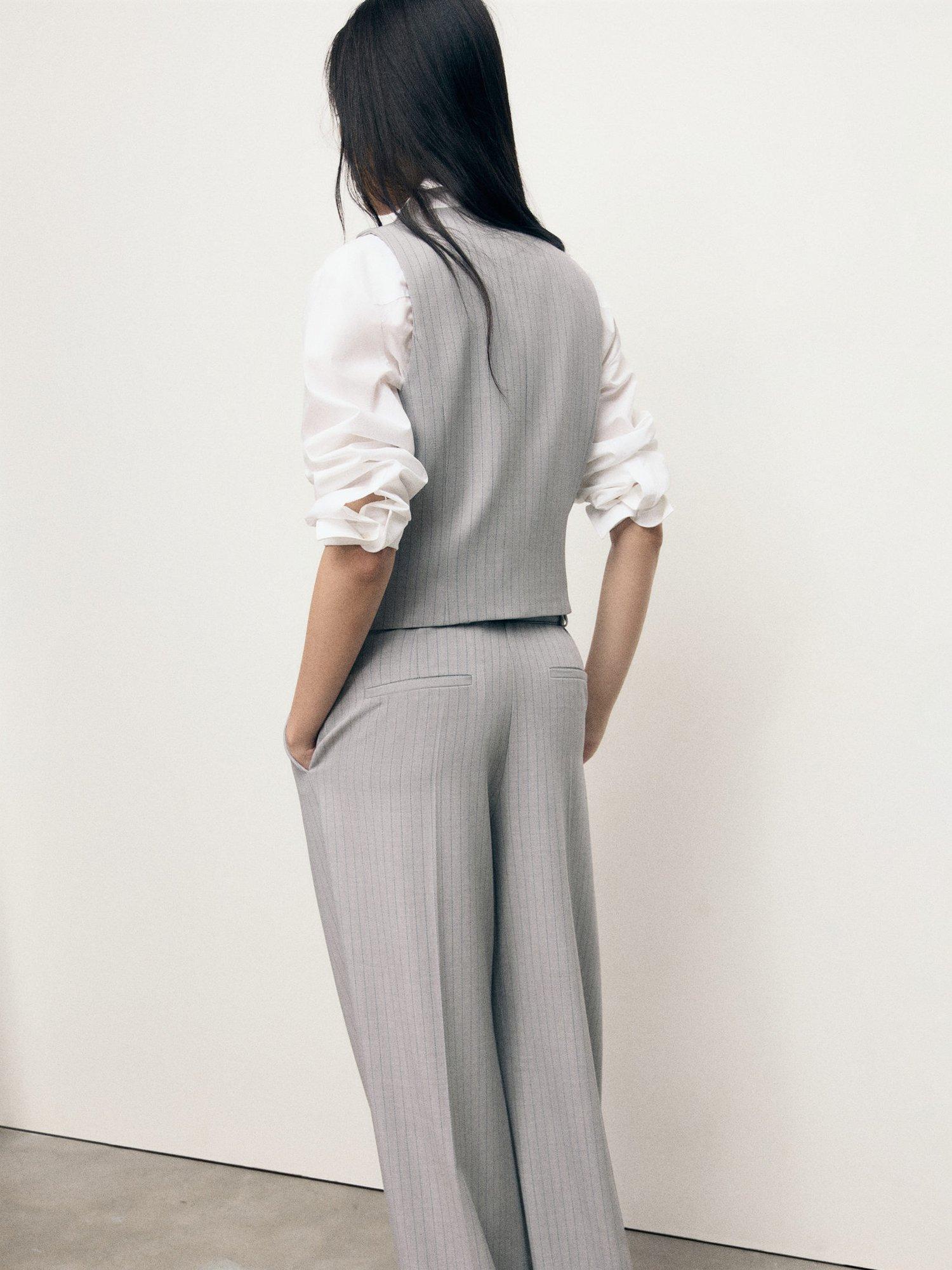 Product image 4 of 8, which shows Mango Bowery Stripe Waistcoat, Grey, XXXL