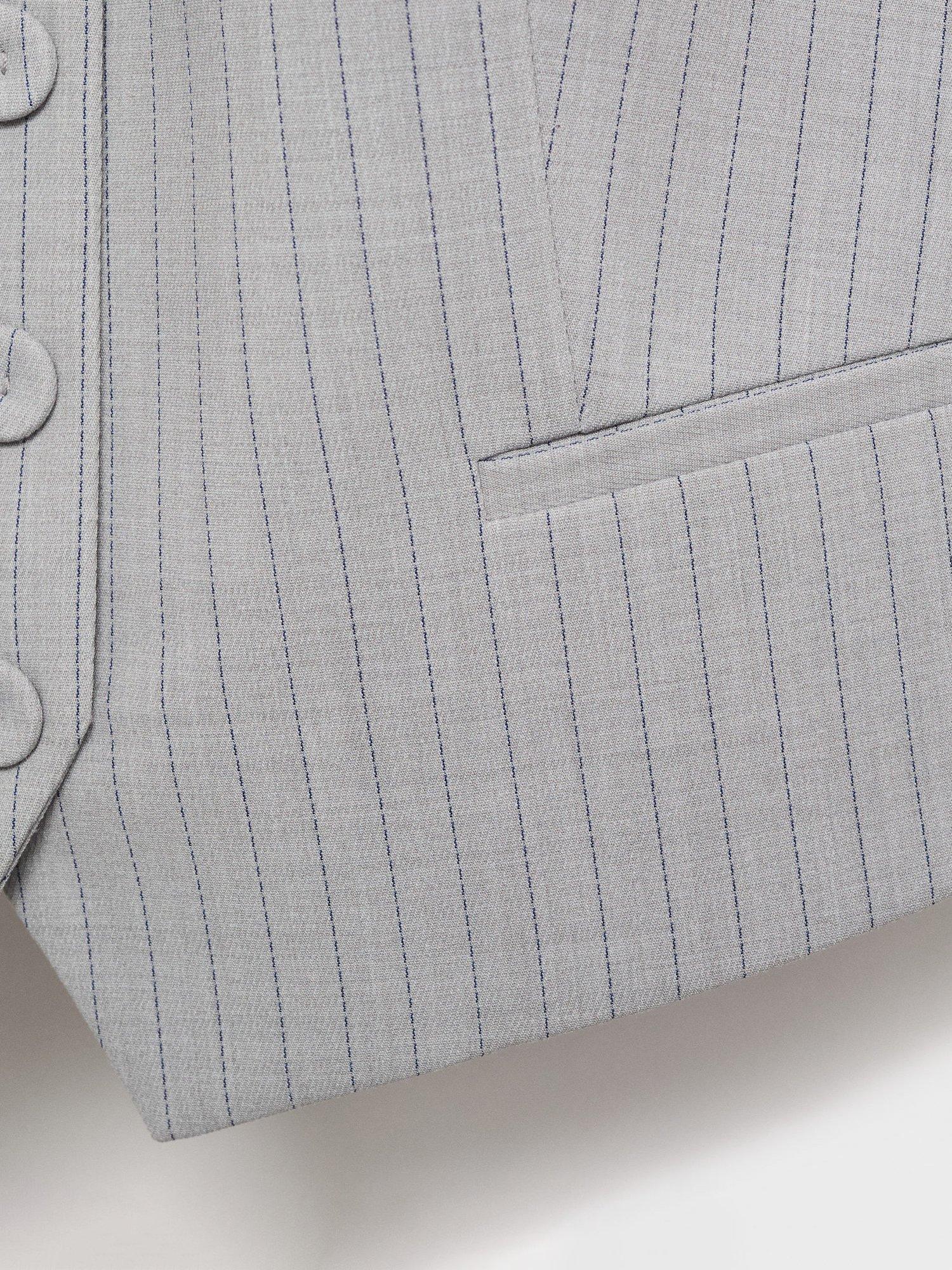 Product image 5 of 8, which shows Mango Bowery Stripe Waistcoat, Grey, XXXL
