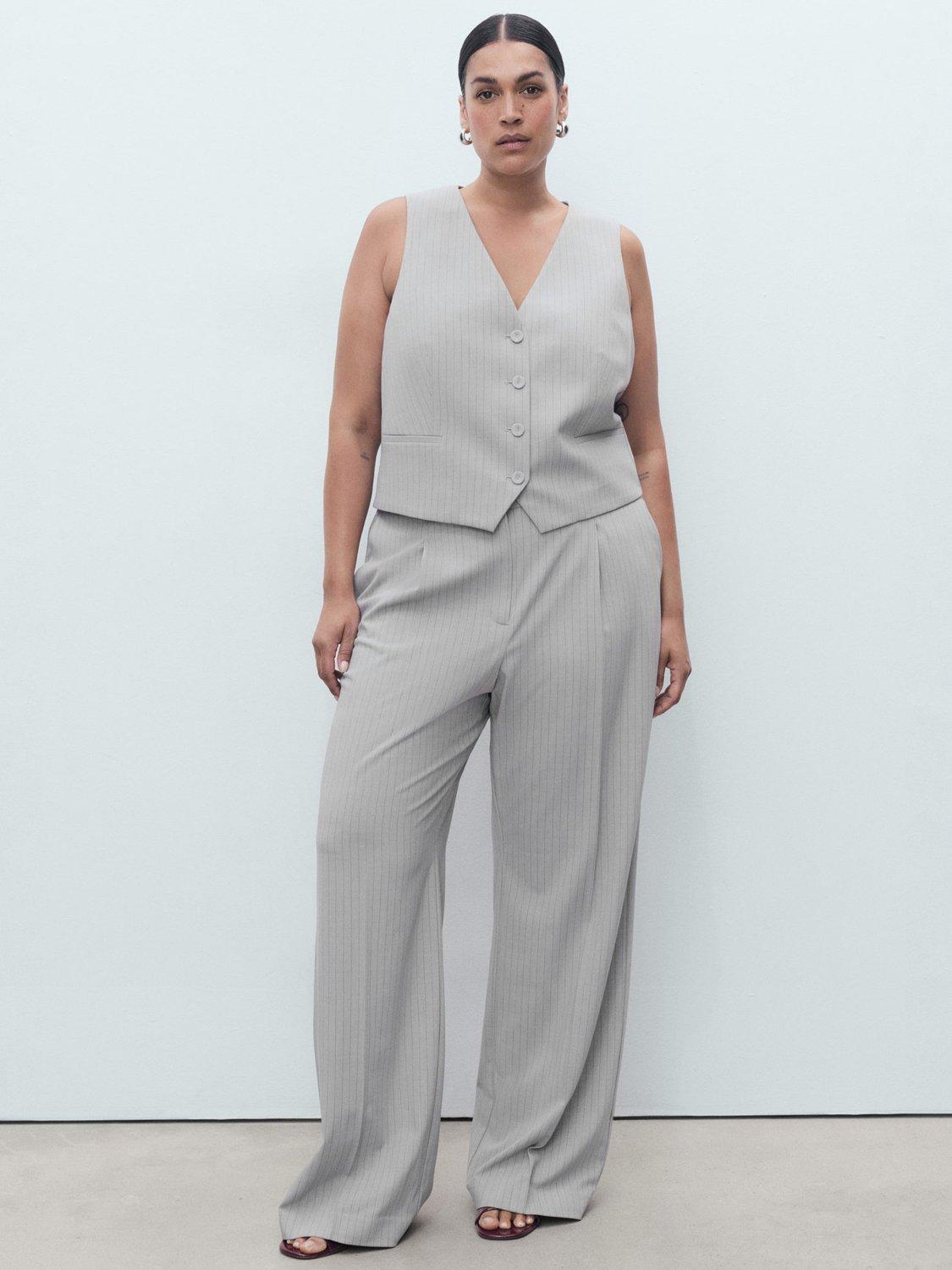 Product image 7 of 8, which shows Mango Bowery Stripe Waistcoat, Grey, XXXL