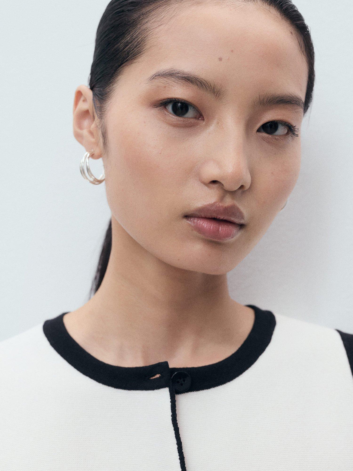 Product image 6 of 8, which shows Mango Pipon Contrast Cotton Blend Waistcoat, Light Beige, XXS