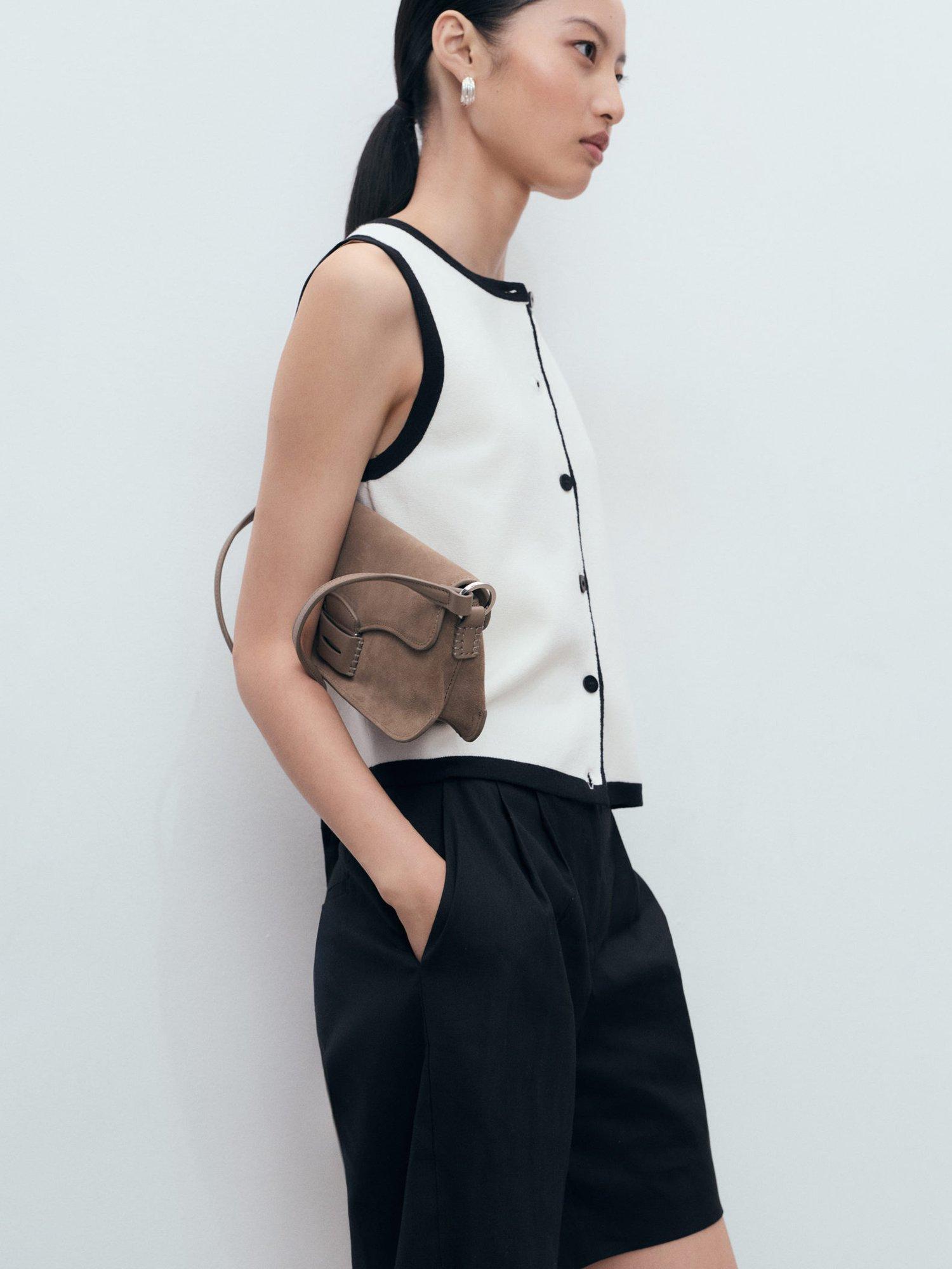 Product image 7 of 8, which shows Mango Pipon Contrast Cotton Blend Waistcoat, Light Beige, XXS