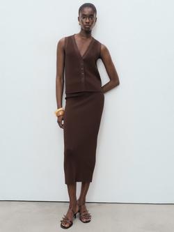 Mango Seseta Waistcoat - view 2, Dark Brown