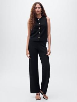 Mango Yolando Viscose Waistcoat, Black - view 2, Black