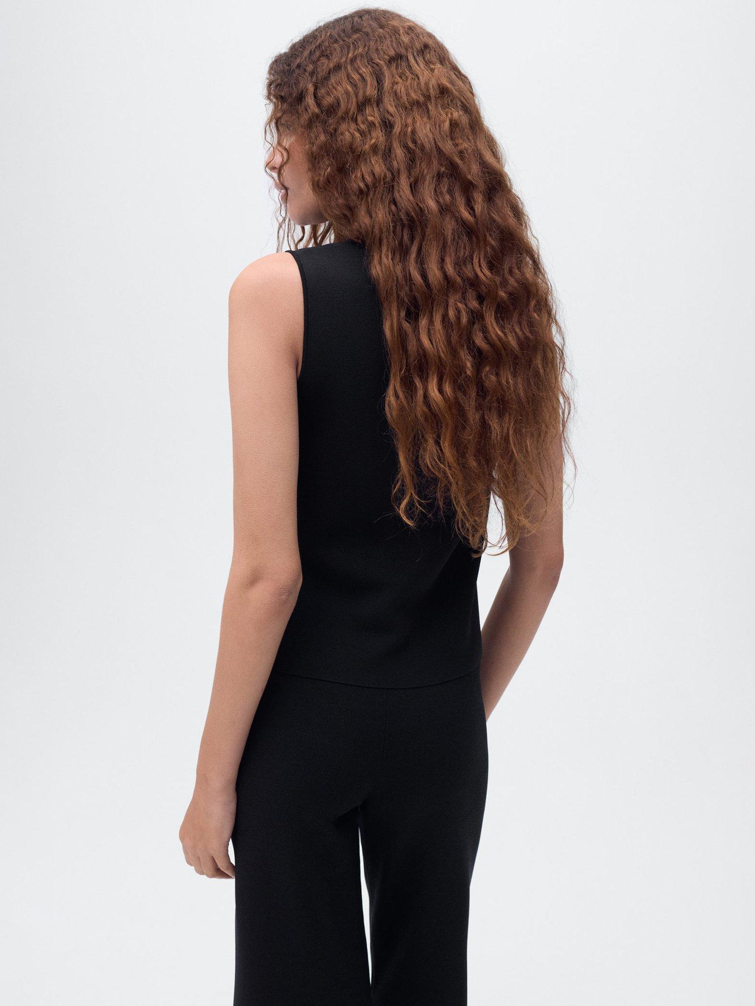 Product image 4 of 8, which shows Mango Yolando Viscose Waistcoat, Black, XS