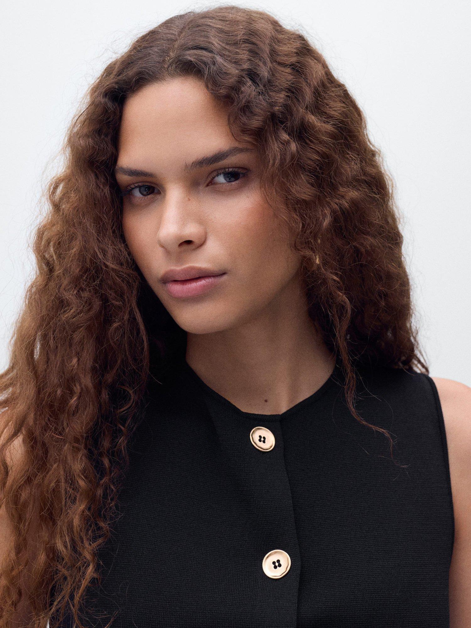 Product image 6 of 8, which shows Mango Yolando Viscose Waistcoat, Black, XS