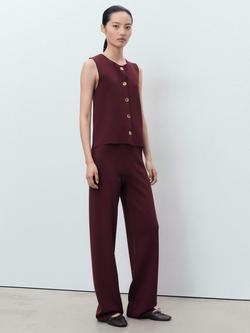 Mango Yolando Knit Waistcoat, Dark Red - view 2, Dark Red