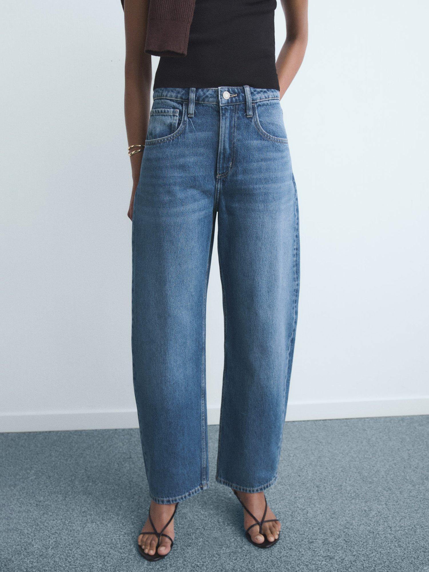Product image 1 of 7, which shows Mango Bet Barrel Leg Jeans, Open Blue, 10