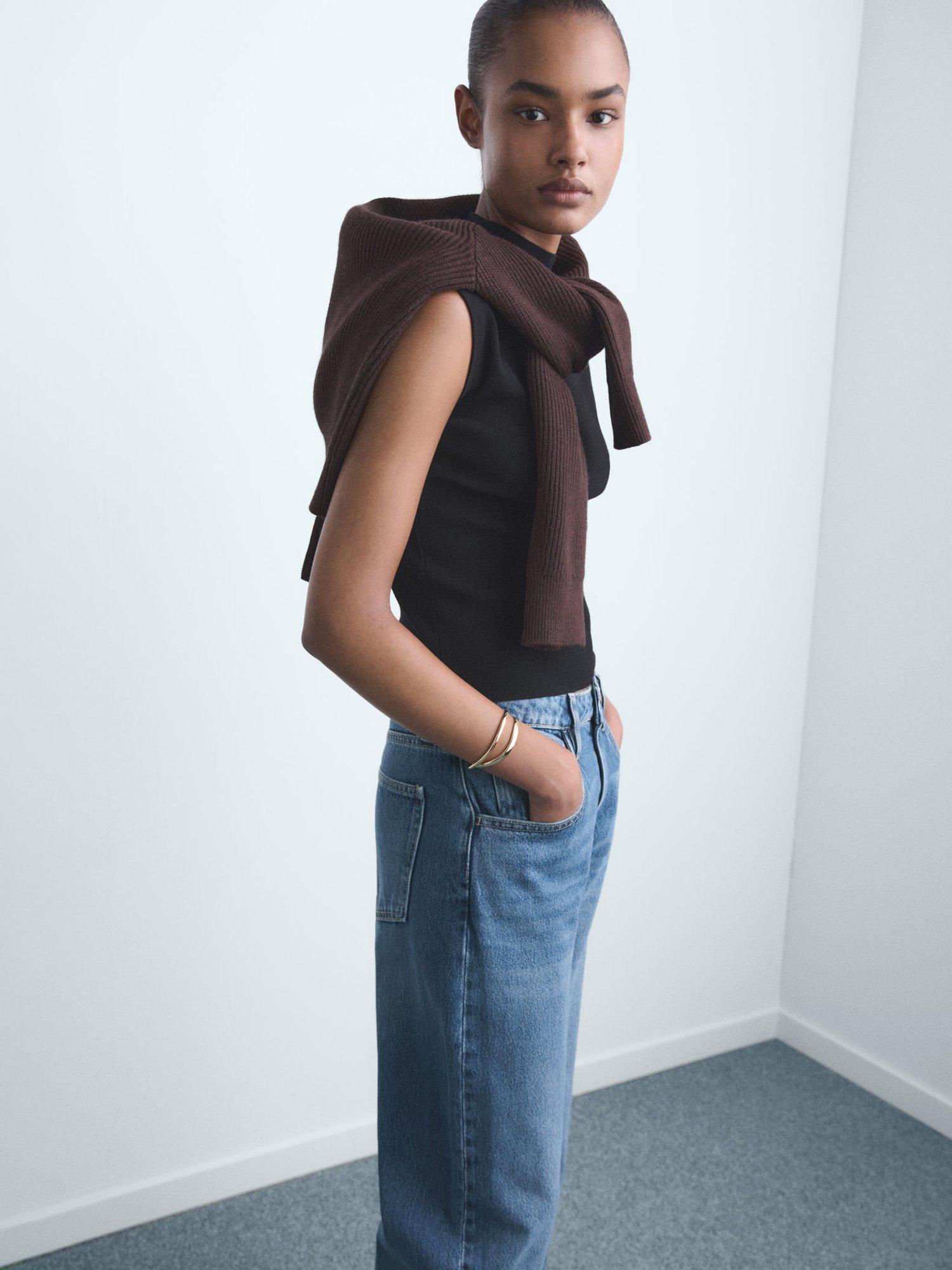 Product image 6 of 7, which shows Mango Bet Barrel Leg Jeans, Open Blue, 10